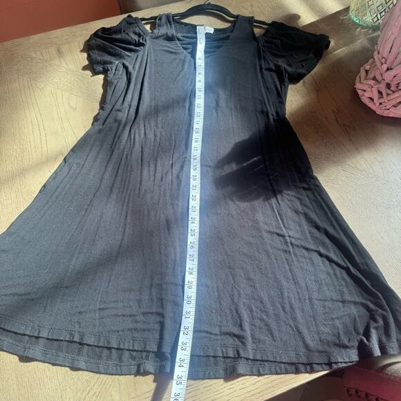 Simply Southern Women's Black Cold Shoulder Criss Cross V-neck Dress Size M - Picture 5 of 6